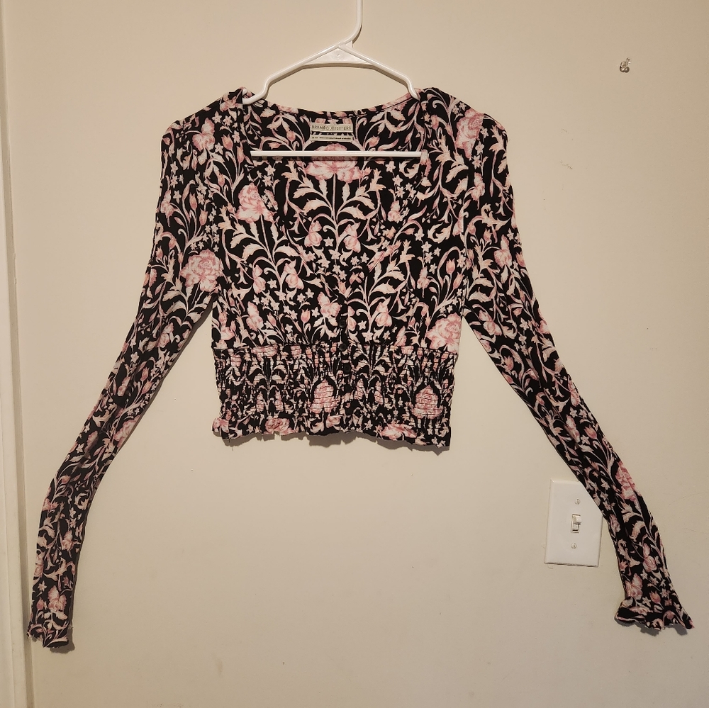 Pink and black flowered top